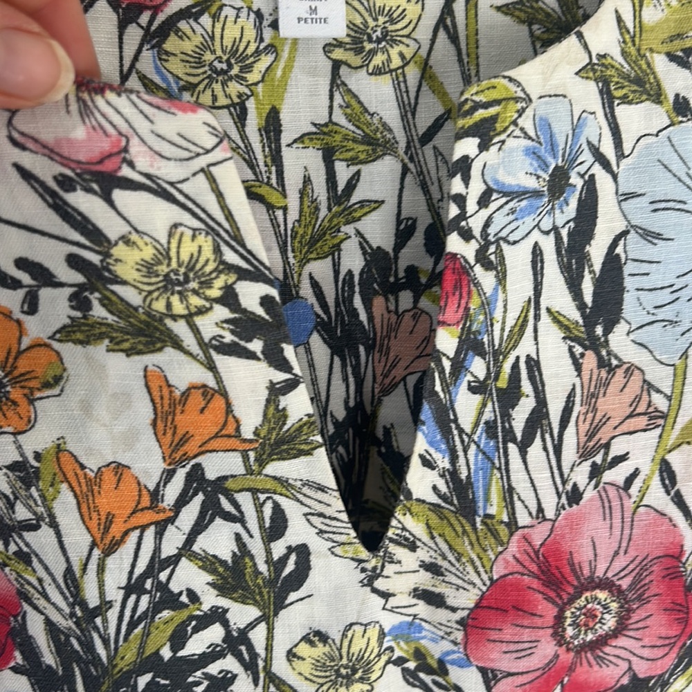 J. JILL Love Linen Floral Sleeveless Dress Size Medium Petite - Picture 8 of 16